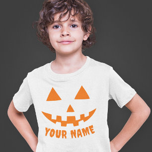 T-shirt Citrouille orange personnalisée Halloween nom d'en