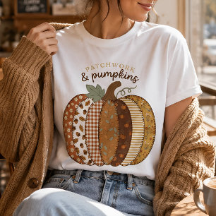 T-shirt Citrouille Patchwork Graphique Automne Récolte Cos