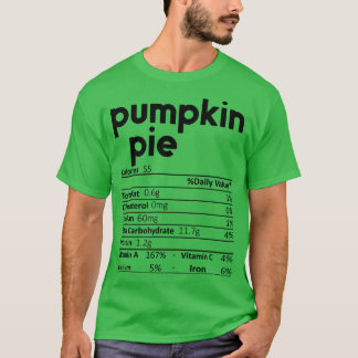 T-shirt Citrouille Pie Nutrition Facts Drôle Thanksgiving 