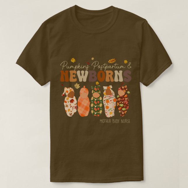 T-shirt Citrouille post-partum nouveau-nés automne mère bé (Design devant)