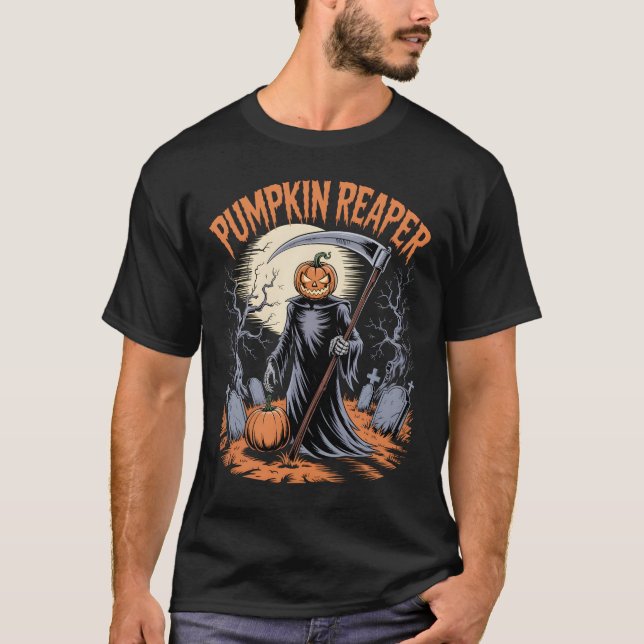 T-shirt Citrouille Reaper gothique Halloween Citrouille Éf (Devant)