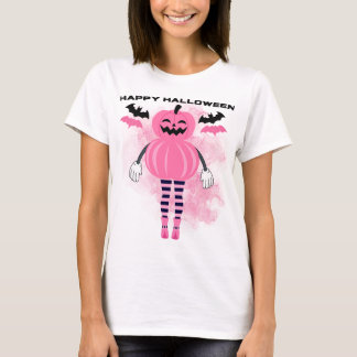T-shirt citrouille rose Halloween