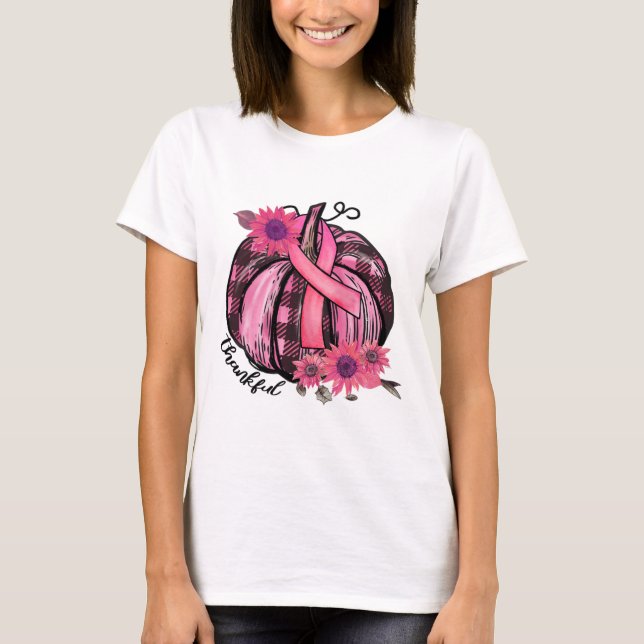 T-shirt Citrouille rose Tournesol Cerveau de sensibilisati (Devant)
