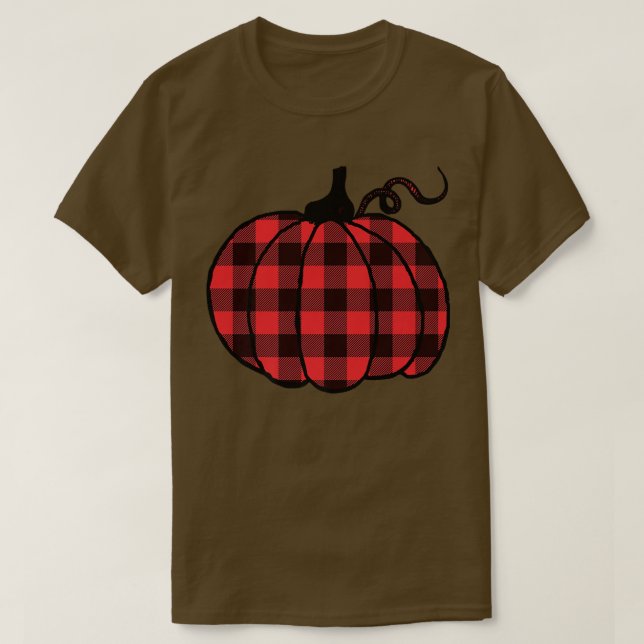 T-shirt Citrouille Rouge Buffalo Plaid Motif Automne Autom (Design devant)