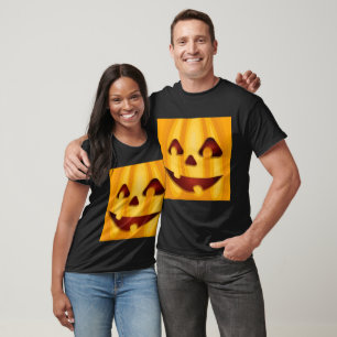 T-shirt Citrouille sculpté souriant Halloween design T-shi