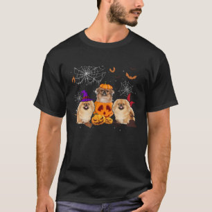 T-shirt Citrouille Sorcière Pekingese Match Chien Hallowee