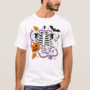 T-shirt Citrouille squelette gothique Halloween Sombre Épo