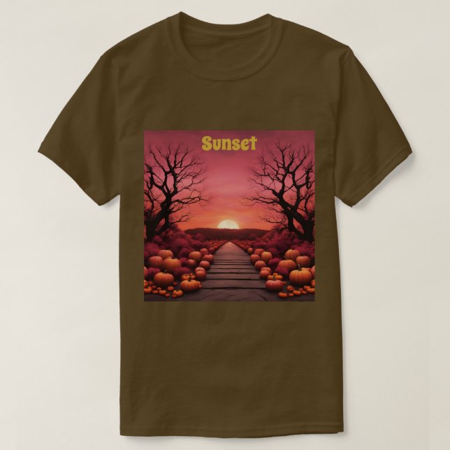 T-shirt Citrouille Sunset d'automne (Design devant)