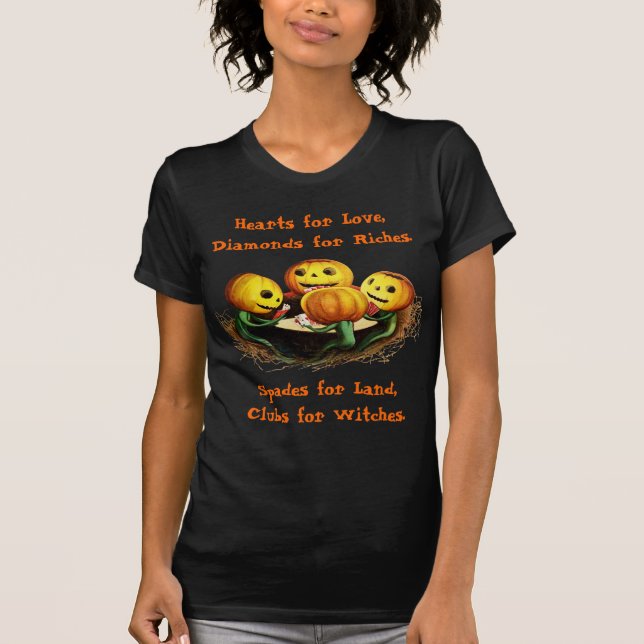 T-shirt Citrouilles aux cartes Chemise femme Halloween (Devant)