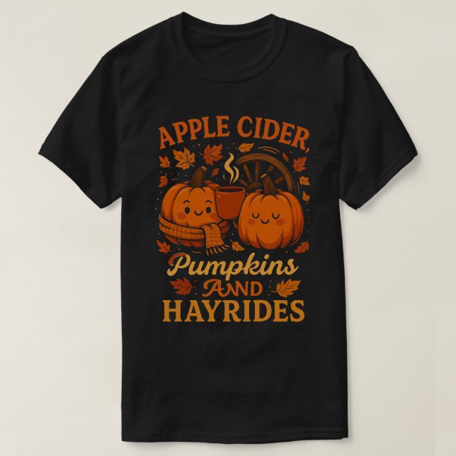 T-shirt Citrouilles de cidre d'Apple et Hayrides (Design devant)