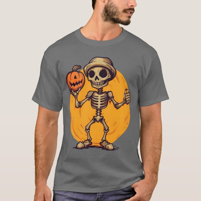 T-shirt Citrouilles de squelette et amis d'Halloween (Devant)