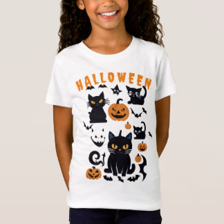 T-Shirt Citrouilles d'Halloween rétro, chauves-souris vola