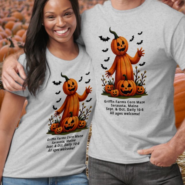 T-shirt Citrouilles en chauves-souris Ferme saisonnière Pu (Créateur téléchargé)