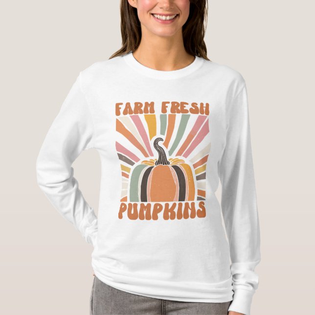 T-shirt Citrouilles frais de la ferme rétro (Devant)
