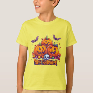 T-shirt Citrouilles Halloween mignonnes 🎃 et bonbons colo