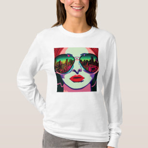 T-shirt City Lady en Lunettes de soleil Art coloré unique