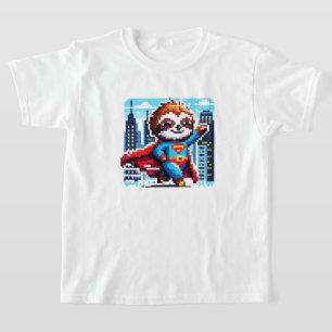 T-shirt City Sloth Superhero - Pixel Art Urban Hero