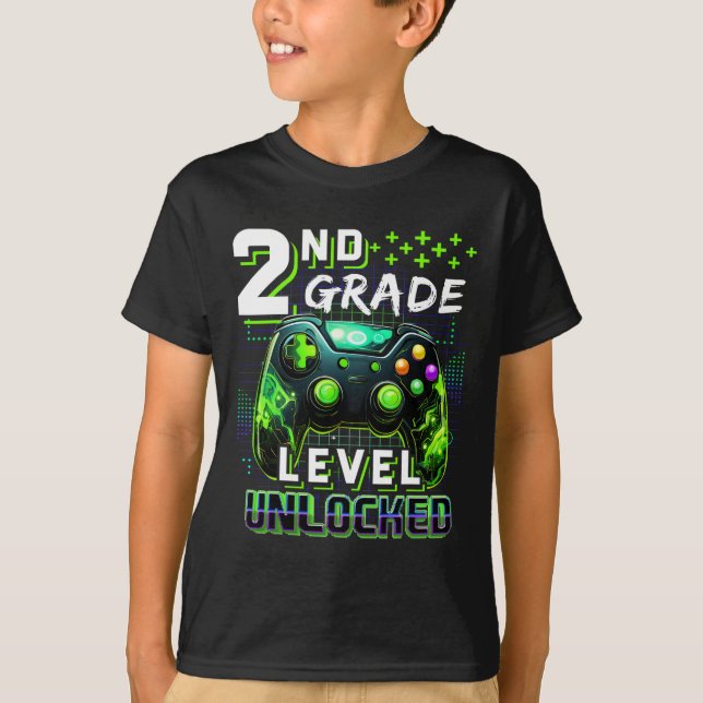 T-shirt Ck To School 2nd Grade Boys Gamer First Day School (Devant)