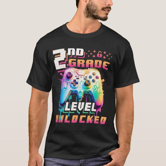 T-shirt Ck To School 2nd Grade Boys Gamer First Day School (Devant)