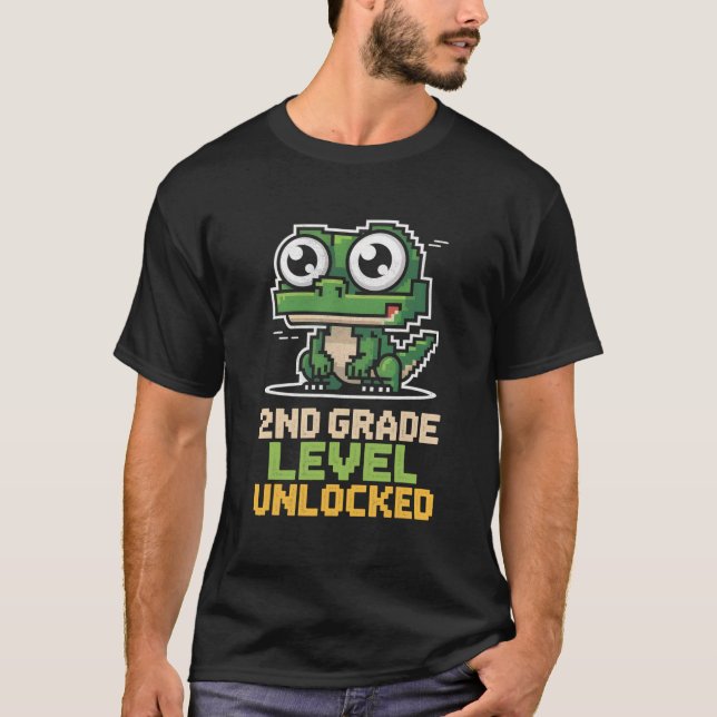 T-shirt Ck To School 2nd Grade Lizard Gamer Second Level U (Devant)