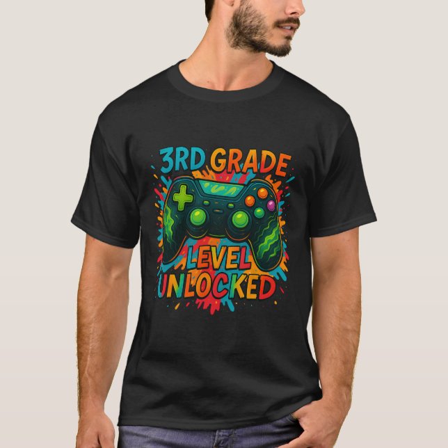 T-shirt Ck To School 3rd Grade Boys Gamer First Day School (Devant)