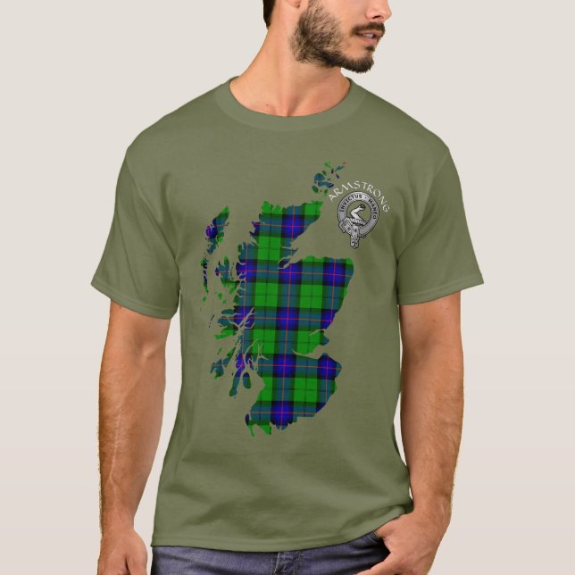 T-shirt Clan Armstrong Tartan Carte & Crest (Devant)