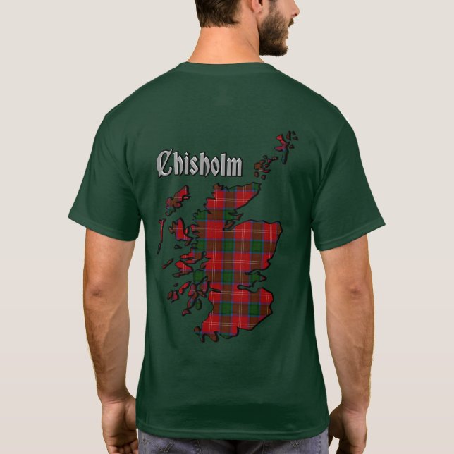 T-shirt Clan Chisholm Badge & Tartan avec devise (Dos)