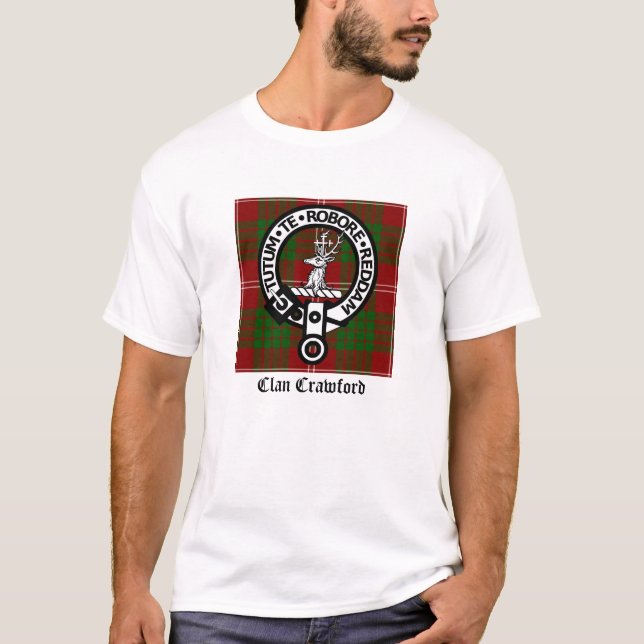T-shirt Clan Crawford Crest Tartan (Devant)