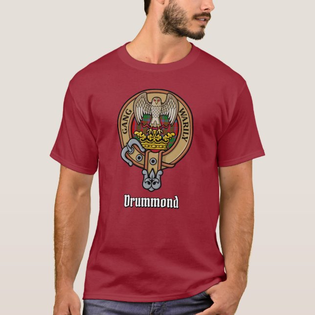 T-shirt Clan Drummond Crest sur Tartan (Devant)