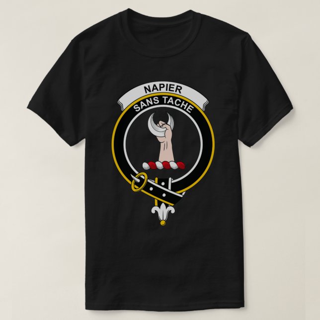 T-shirt Clan écossais de Napier Crest Tartan Clan 1 (Design devant)