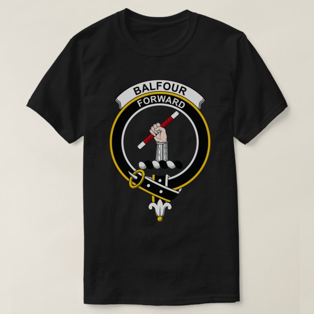 T-shirt Clan écossais de Tartan de Balfour Crest (Design devant)