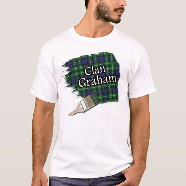 T-shirt Clan Graham Scottish Tartan Paint Shirt (Devant)
