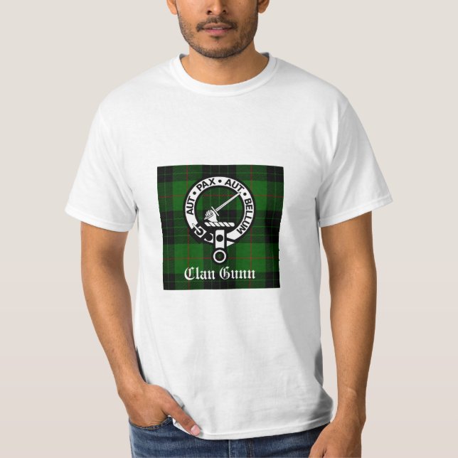 T-shirt Clan Gunn Crest Badge et Tartan (Devant)