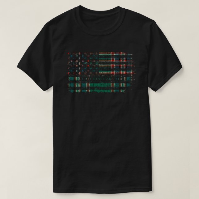T-shirt Clan MacFarlane Hunting Scottish tartan US flag ki (Design devant)