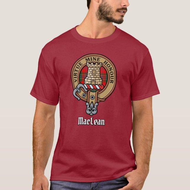 T-shirt Clan MacLean Crest sur Tartan (Devant)