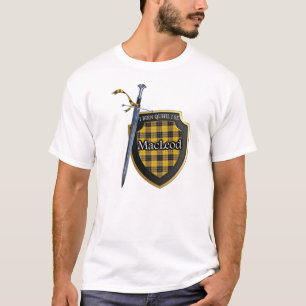T-shirt Clan MacLeod Tartan Scottish Shield & Sword