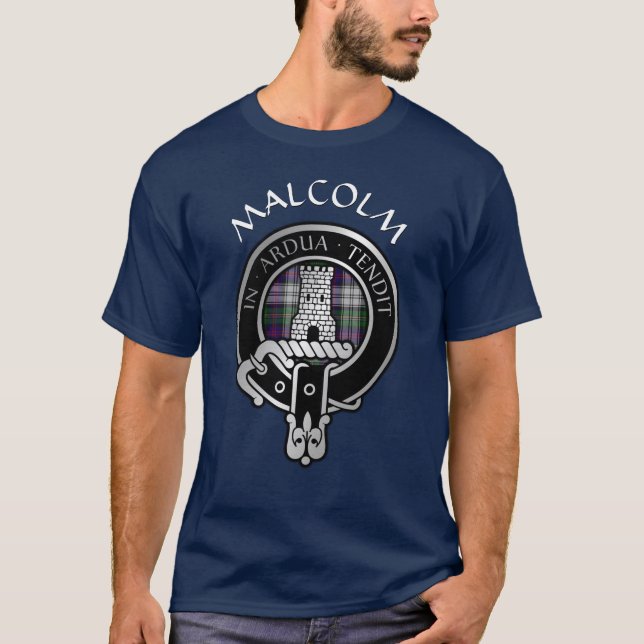 T-shirt Clan Malcolm Crest & Robe Tartan (Devant)