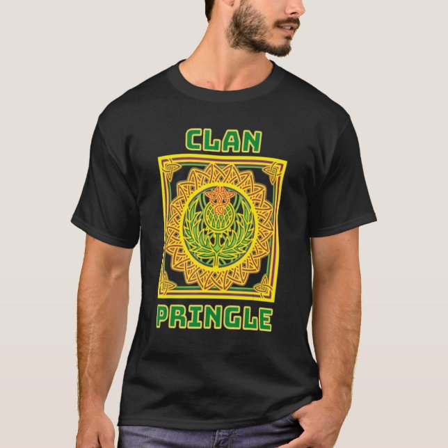 T-shirt Clan Pringle Scottish Celtic Thistle (Devant)