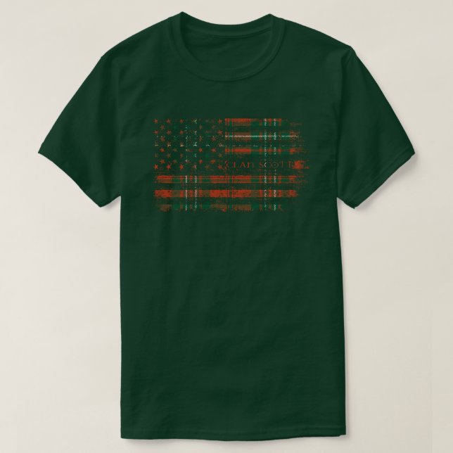 T-shirt Clan Scott Scottish tartan drapeau américain kilt  (Design devant)