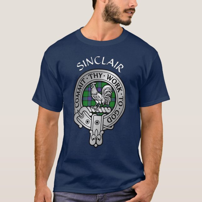 T-shirt Clan Sinclair Crest & Hunting Tartan (Devant)