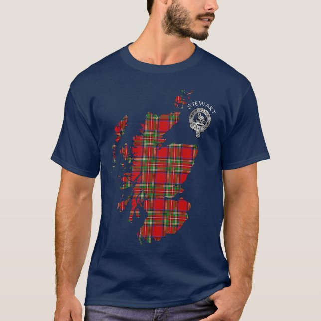 T-shirt Clan Stewart | Stuart Map & Crest (Devant)