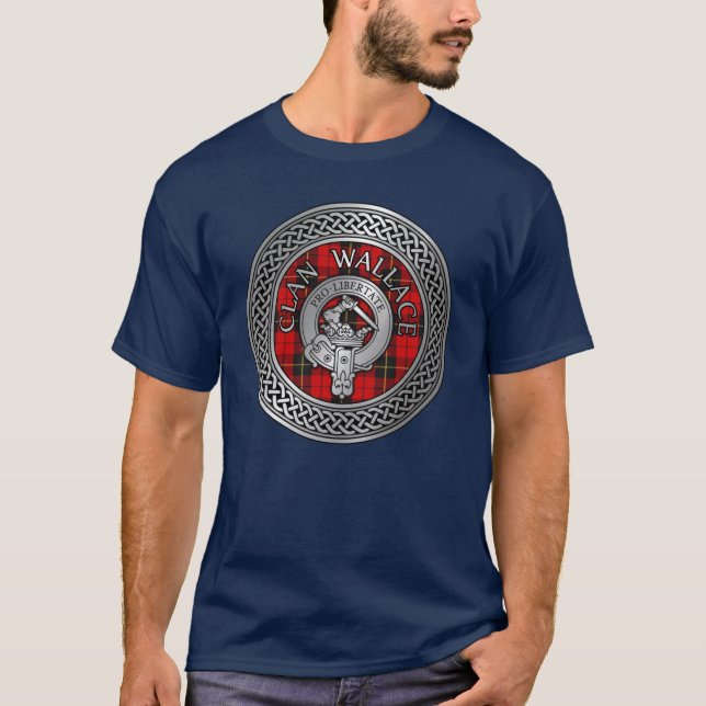 T-shirt Clan Wallace Crest et Tartan Knot (Devant)