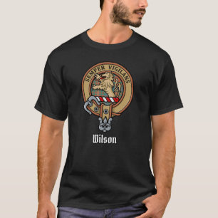 T-shirt Clan Wilson Crest au-dessus de Tartan antique