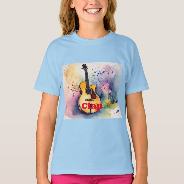 T-shirt "Clap 'n' Strum : Light Blue Kids' Musical Tee" (Devant)