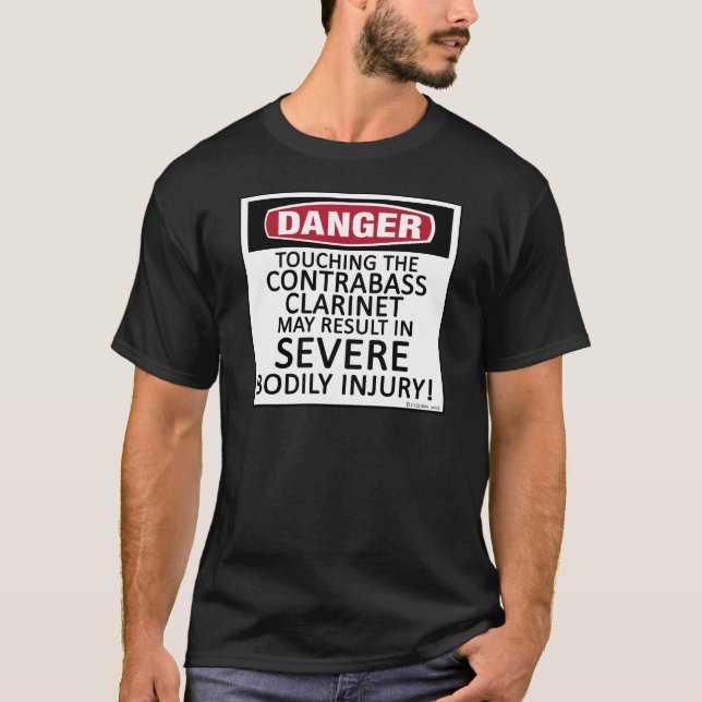 T-shirt Clarinet de contrebasse de danger (Devant)