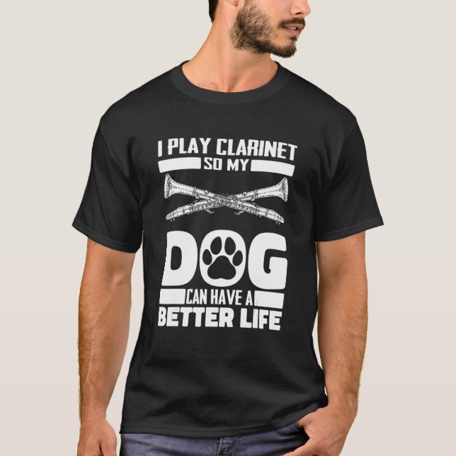 T-shirt Clarinet Dog - Woodwind Instrument Clarinetist (Devant)