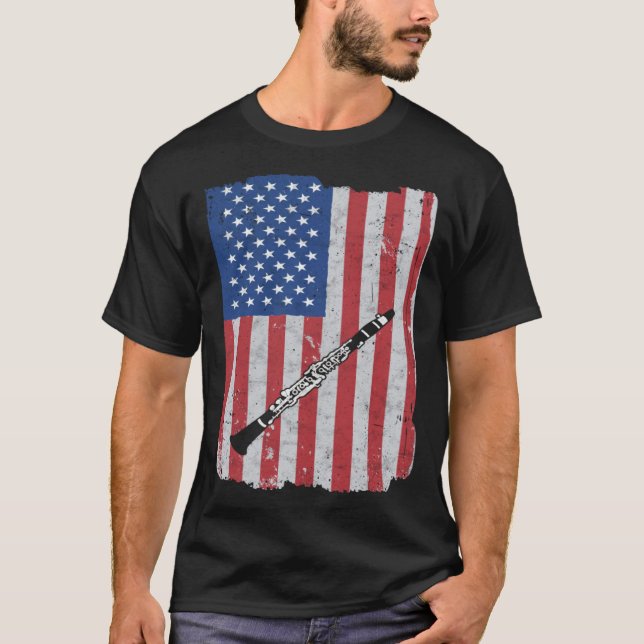 T-shirt Clarinet Usa Flag Clarinet Player Clarinetist (Devant)