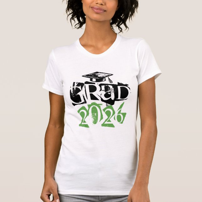 T-shirt Class of 2026 grad grunge green text graduation (Devant)