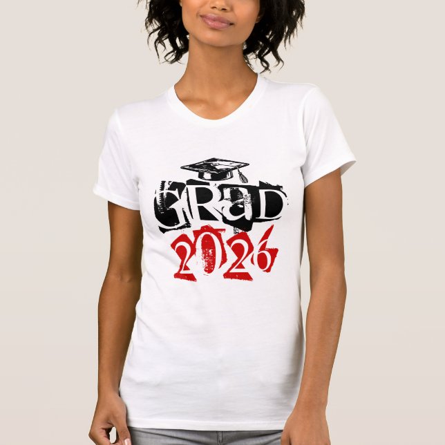 T-shirt Class of 2026 grad grunge red text graduation (Devant)