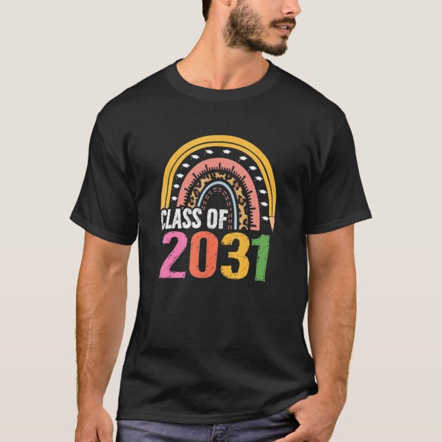 T-shirt Class Of 2031 Rainbow First Last Day Graduation Gr (Devant)